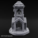 Thatched-Roof Bell-Hung Village Bell Tower Miniature for Dungeons and Dragons, Pathfinder or other TTRPGs