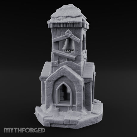 Thatched-Roof Bell-Hung Village Bell Tower Miniature for Dungeons and Dragons, Pathfinder or other TTRPGs