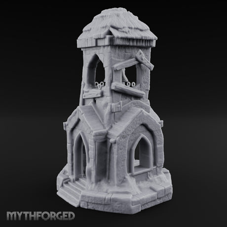 Thatched-Roof Bell-Hung Village Bell Tower Miniature for Dungeons and Dragons, Pathfinder or other TTRPGs