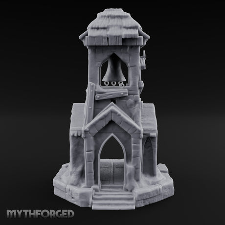 Thatched-Roof Bell-Hung Village Bell Tower Miniature for Dungeons and Dragons, Pathfinder or other TTRPGs