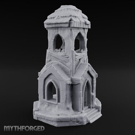 Thatched-Roof Bell-Hung Village Bell Tower Miniature for Dungeons and Dragons, Pathfinder or other TTRPGs