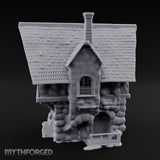 Thatched-Roof Cobblestone-Walled Village Cottage Miniature for Dungeons and Dragons, Pathfinder or other TTRPGs
