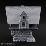 Thatched-Roof Cobblestone-Walled Village Cottage Miniature for Dungeons and Dragons, Pathfinder or other TTRPGs