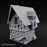 Thatched-Roof Cobblestone-Walled Village Cottage Miniature for Dungeons and Dragons, Pathfinder or other TTRPGs