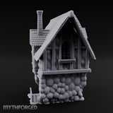 Thatched-Roof Cobblestone-Walled Village Cottage Miniature for Dungeons and Dragons, Pathfinder or other TTRPGs