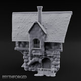 Thatched-Roof Cobblestone-Walled Village Cottage Miniature for Dungeons and Dragons, Pathfinder or other TTRPGs