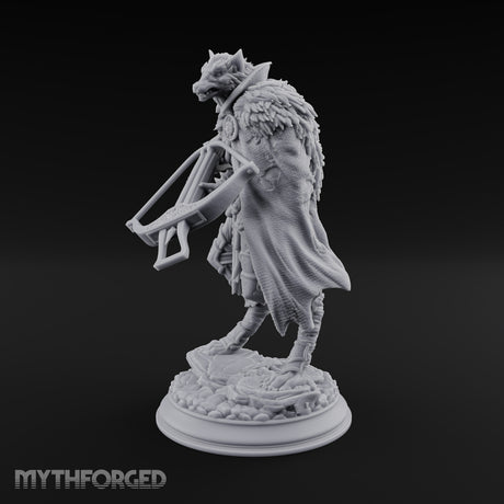 Crossbow at the Ready Wolffolk Hunter Miniature for Dungeons and Dragons, Pathfinder or other TTRPGs