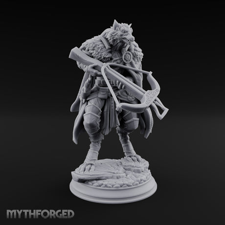 Crossbow at the Ready Wolffolk Hunter Miniature for Dungeons and Dragons, Pathfinder or other TTRPGs