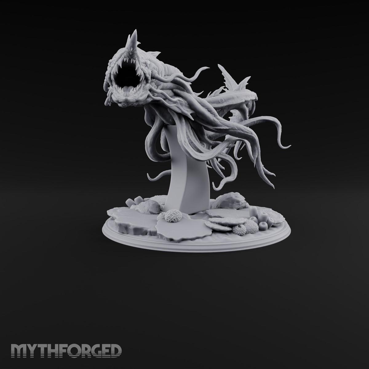Older Than the Wreck Aboleth Swordfish-Snouted Tentacled Sea Horror on Coral Base