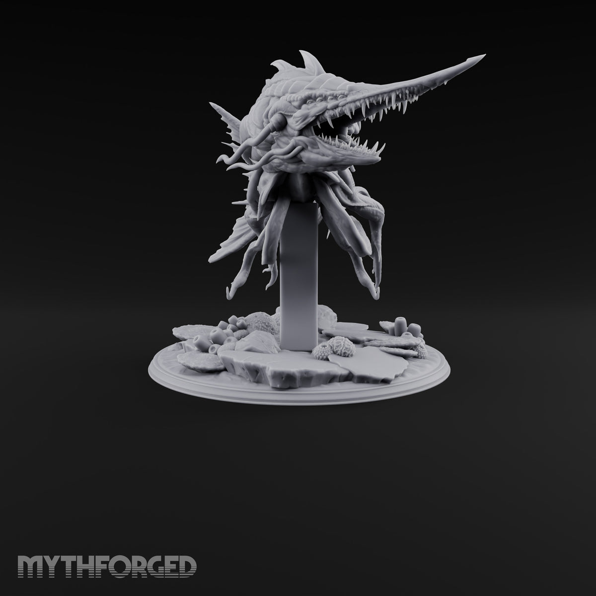 Older Than the Wreck Aboleth Swordfish-Snouted Tentacled Sea Horror on Coral Base
