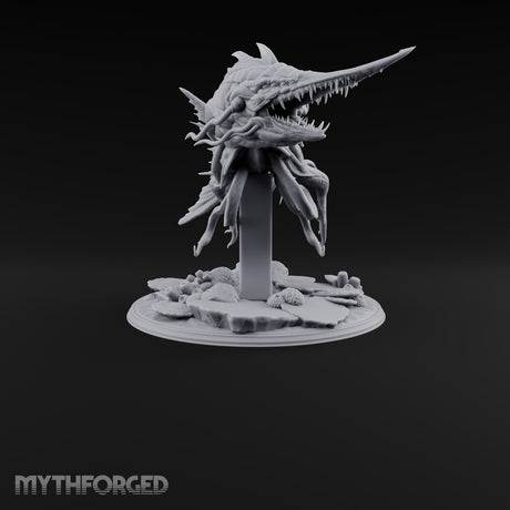 Older Than the Wreck Aboleth Swordfish-Snouted Tentacled Sea Horror on Coral Base