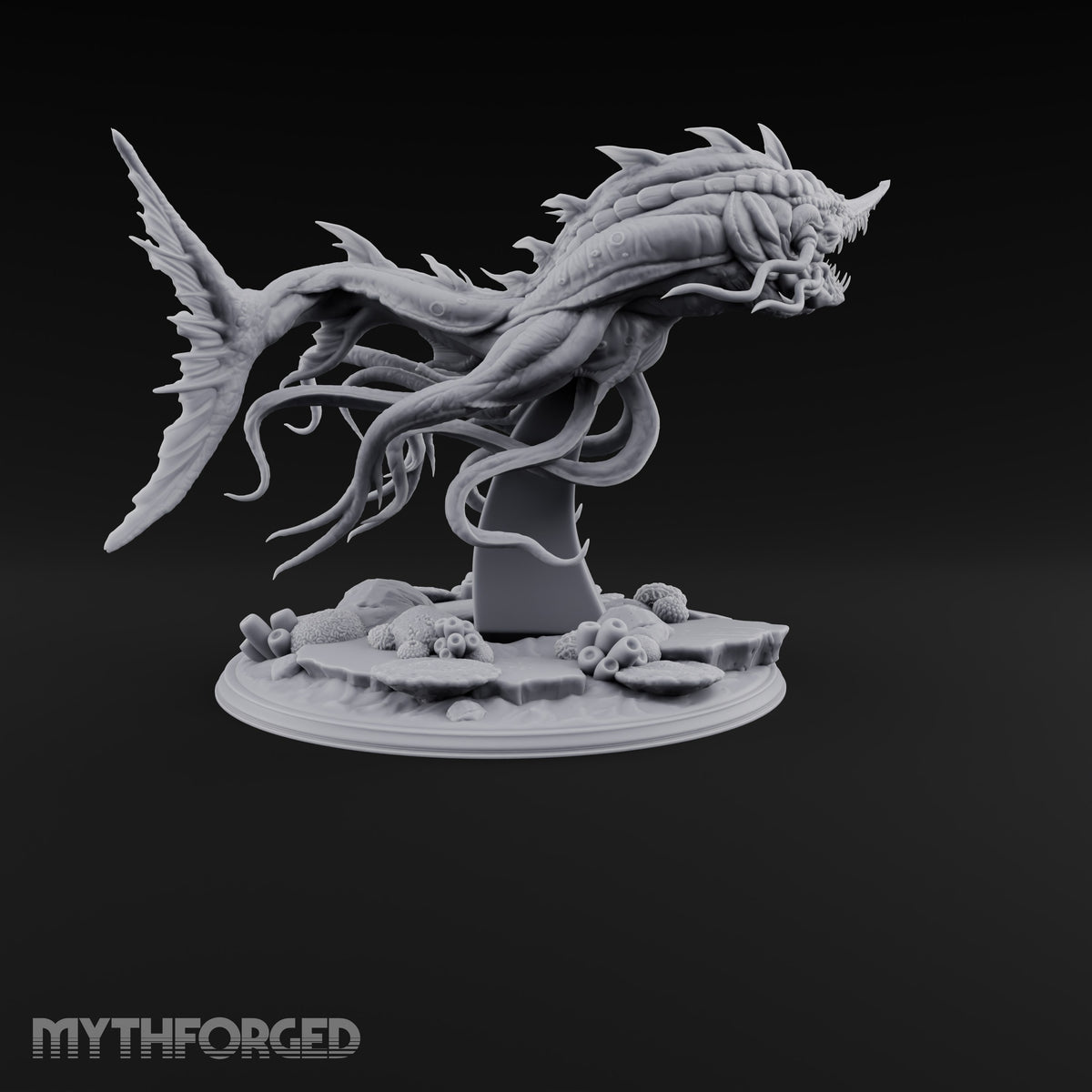 Older Than the Wreck Aboleth Swordfish-Snouted Tentacled Sea Horror on Coral Base