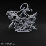 Two Maws, One Message Human Herald with Twin Maw Demons