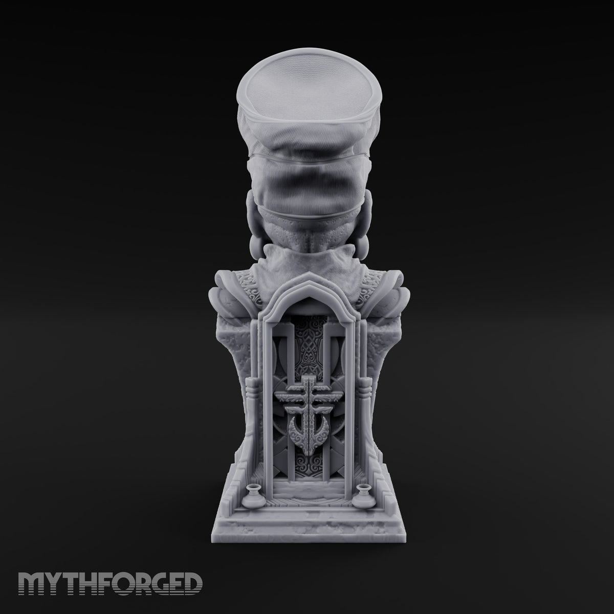 Preaches Through a Dead Jaw Gothic Priest Bust Monument