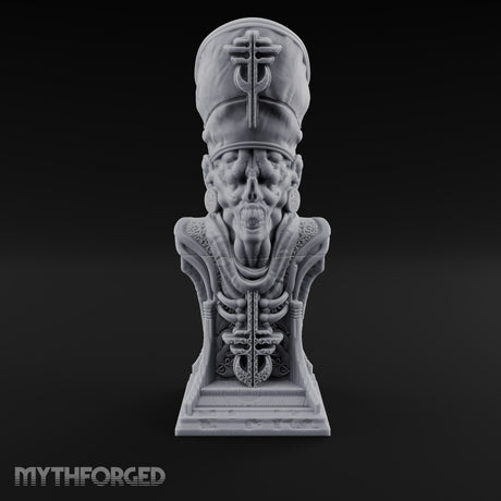 Preaches Through a Dead Jaw Gothic Priest Bust Monument