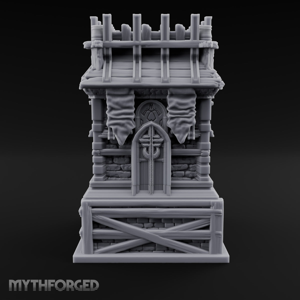 Palisade Teeth Over Plank Roof Gothic Timber Watch Tower