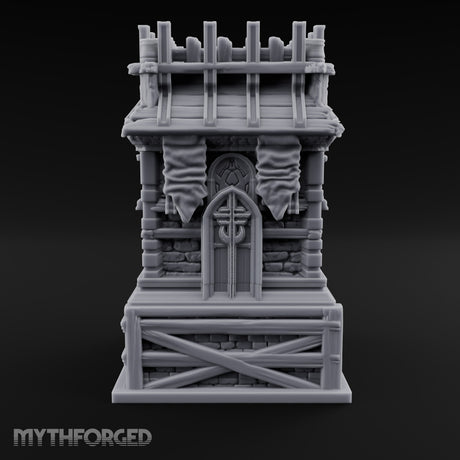 Palisade Teeth Over Plank Roof Gothic Timber Watch Tower