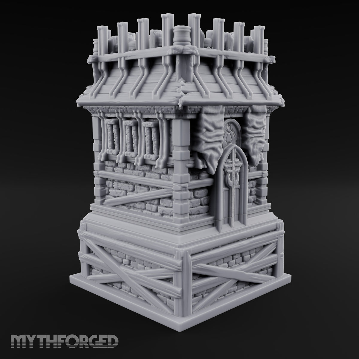 Palisade Teeth Over Plank Roof Gothic Timber Watch Tower