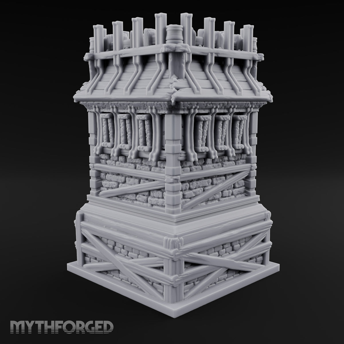 Palisade Teeth Over Plank Roof Gothic Timber Watch Tower
