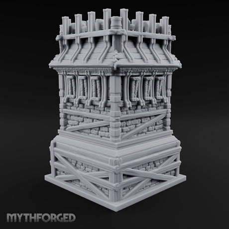 Palisade Teeth Over Plank Roof Gothic Timber Watch Tower