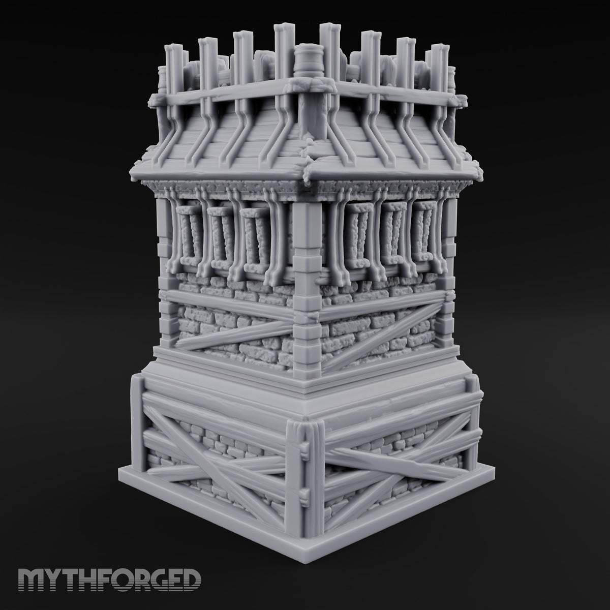 Palisade Teeth Over Plank Roof Gothic Timber Watch Tower