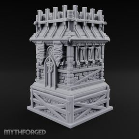 Palisade Teeth Over Plank Roof Gothic Timber Watch Tower