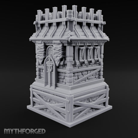 Palisade Teeth Over Plank Roof Gothic Timber Watch Tower