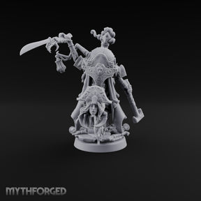 Taking Its Bow in Brass Warforged Ornate Multi-Armed Automaton with Curved Blade and Lantern