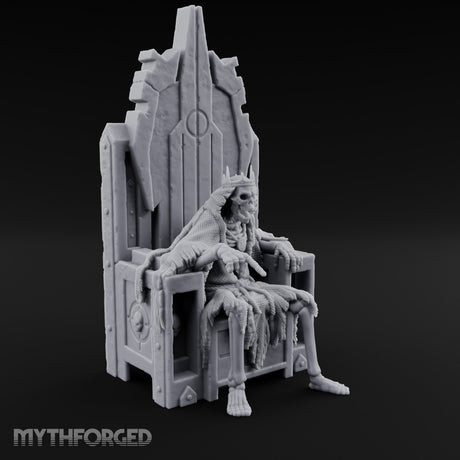 Throne Sitting Skeleton King Miniature for Dungeons and Dragons, Pathfinder or other TTRPGs