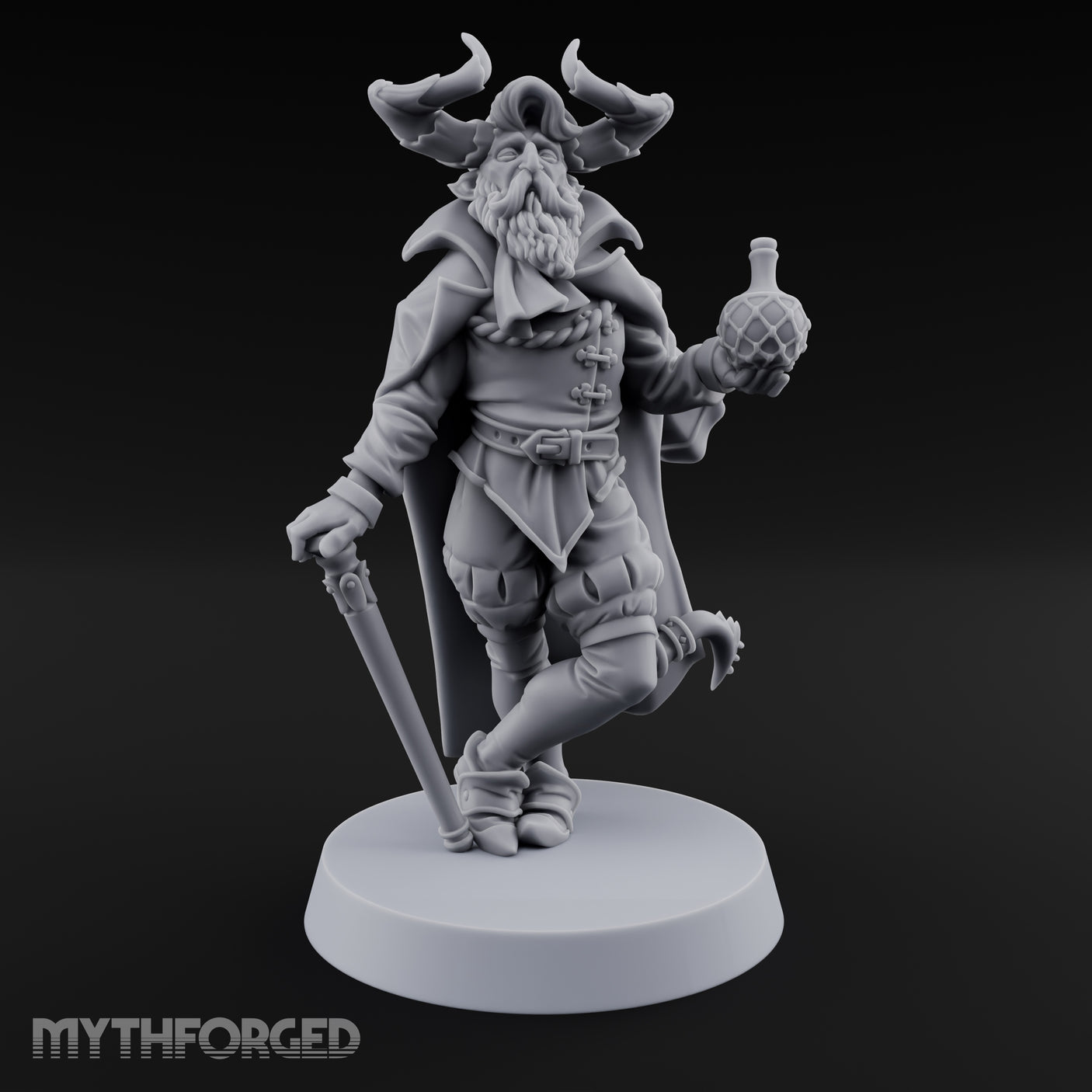 Leaning Casually Elder Tiefling Miniature for Dungeons and Dragons, Pathfinder or other TTRPGs