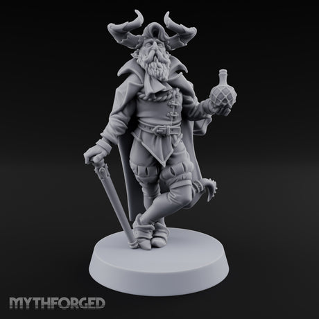 Leaning Casually Elder Tiefling Miniature for Dungeons and Dragons, Pathfinder or other TTRPGs