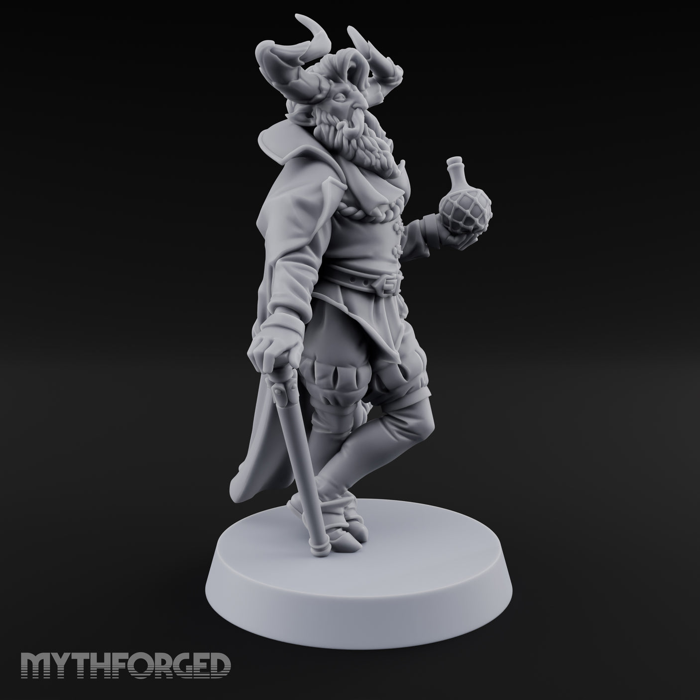 Leaning Casually Elder Tiefling Miniature for Dungeons and Dragons, Pathfinder or other TTRPGs