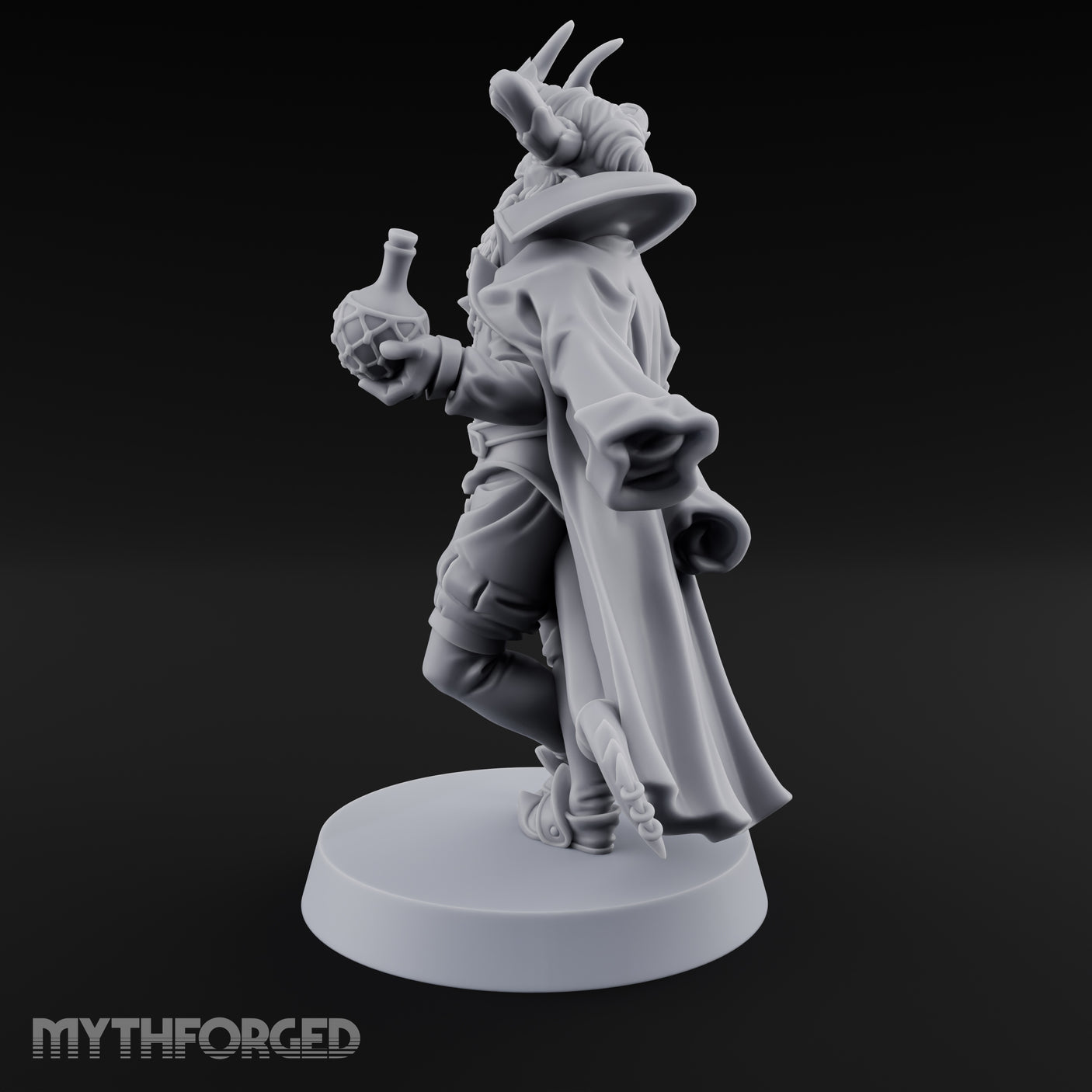 Leaning Casually Elder Tiefling Miniature for Dungeons and Dragons, Pathfinder or other TTRPGs