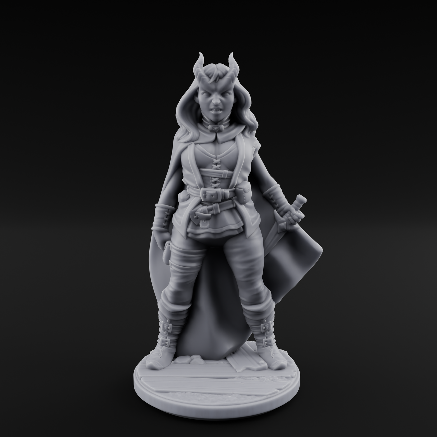 Buckled Up Tiefling Rogue Miniature for Dungeons and Dragons, Pathfinder or other TTRPGs