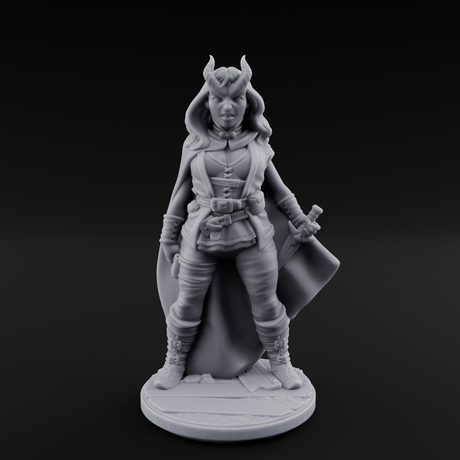 Buckled Up Tiefling Rogue Miniature for Dungeons and Dragons, Pathfinder or other TTRPGs