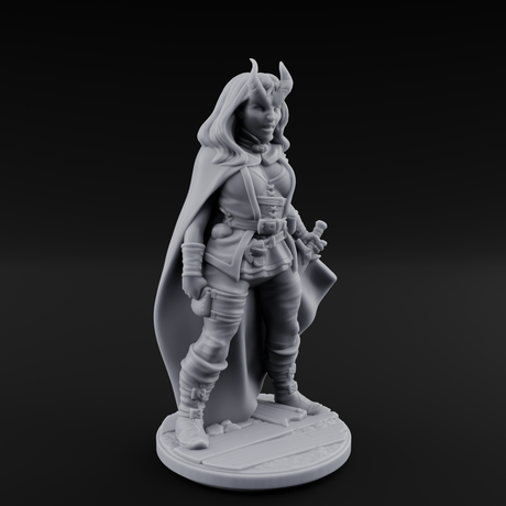Buckled Up Tiefling Rogue Miniature for Dungeons and Dragons, Pathfinder or other TTRPGs