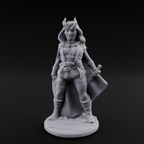 Buckled Up Tiefling Rogue Miniature for Dungeons and Dragons, Pathfinder or other TTRPGs