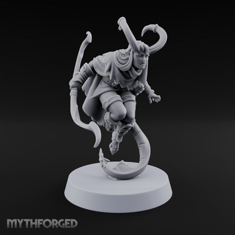 Tail Coiled, Bow Drawn Tiefling Rogue with Shortbow — Bow