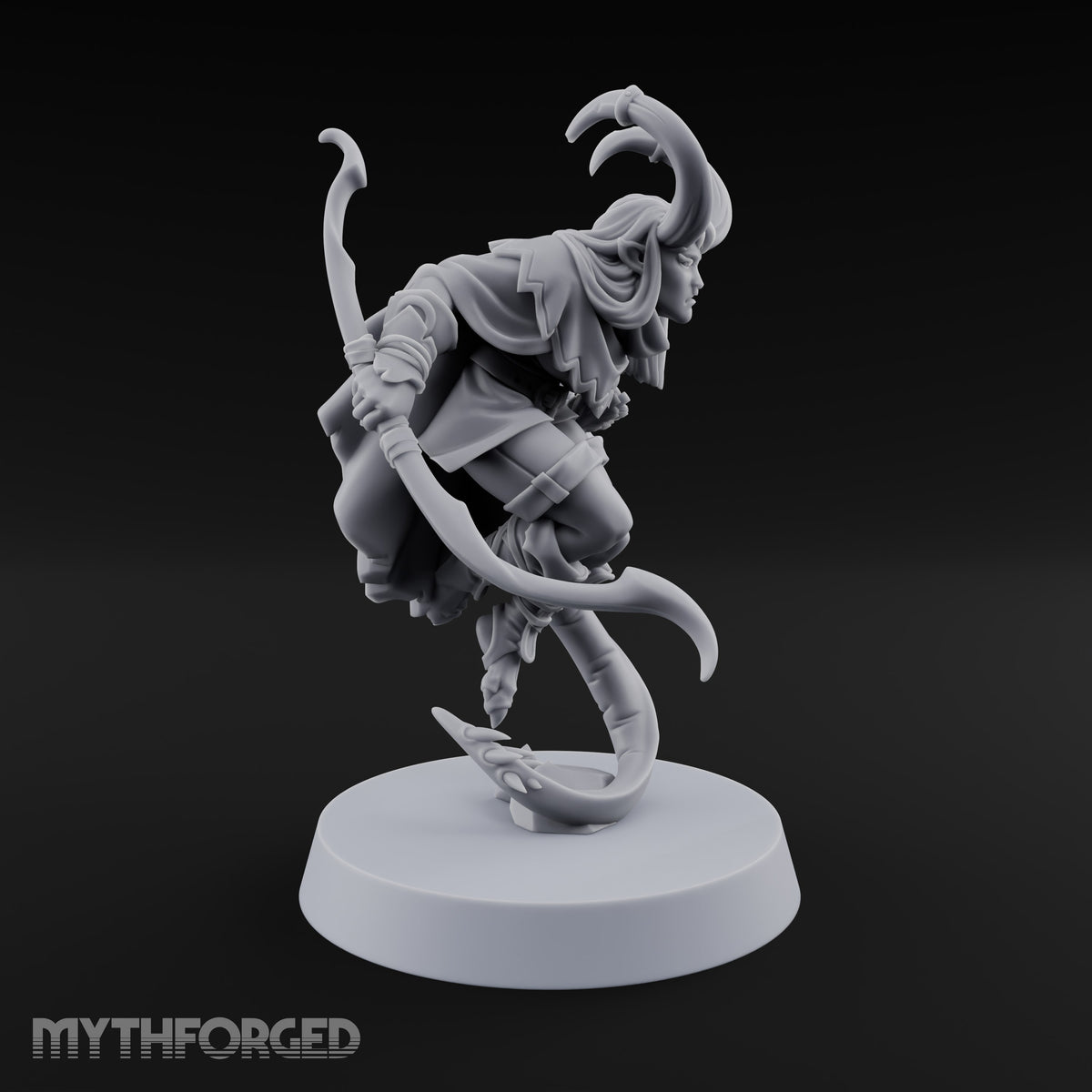 Tail Coiled, Bow Drawn Tiefling Rogue with Shortbow — Bow