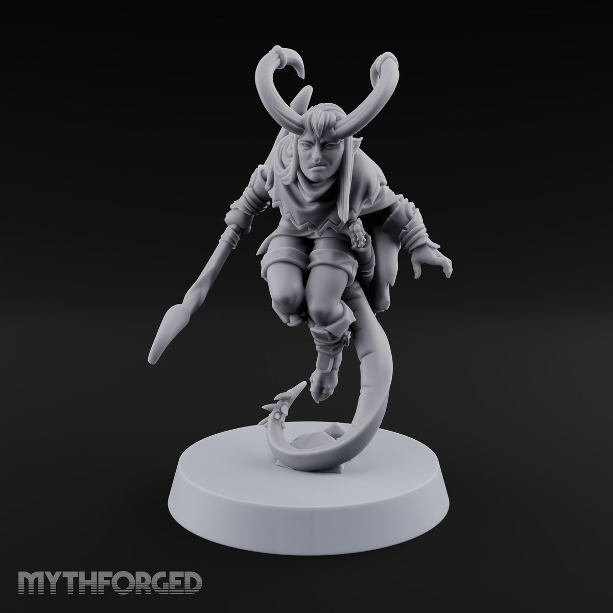 Tail Coiled, Bow Drawn Tiefling Rogue with Shortbow — Bow