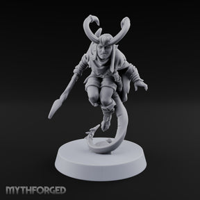 Tail Coiled, Bow Drawn Tiefling Rogue with Shortbow — Bow