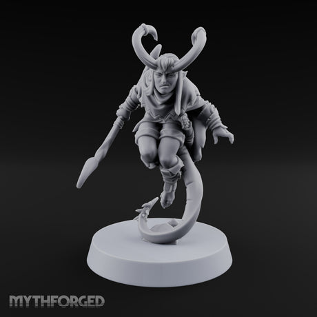 Tail Coiled, Bow Drawn Tiefling Rogue with Shortbow — Bow