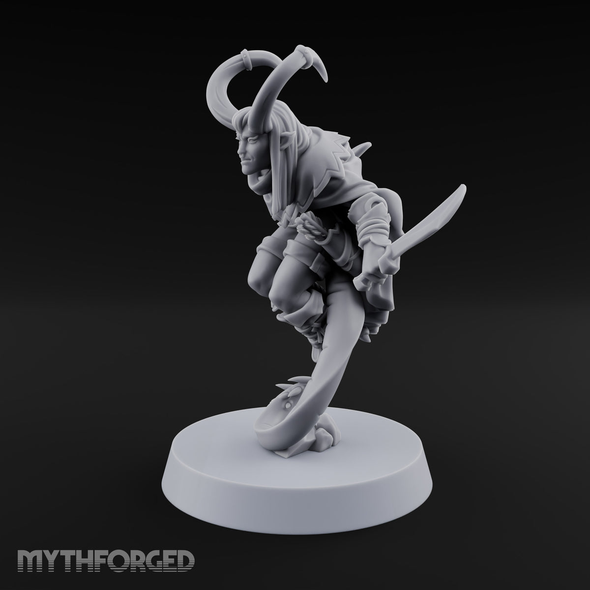 Tail Coiled, Bow Drawn Tiefling Rogue with Shortbow — Daggers