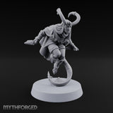 Tail Coiled, Bow Drawn Tiefling Rogue with Shortbow — Knives