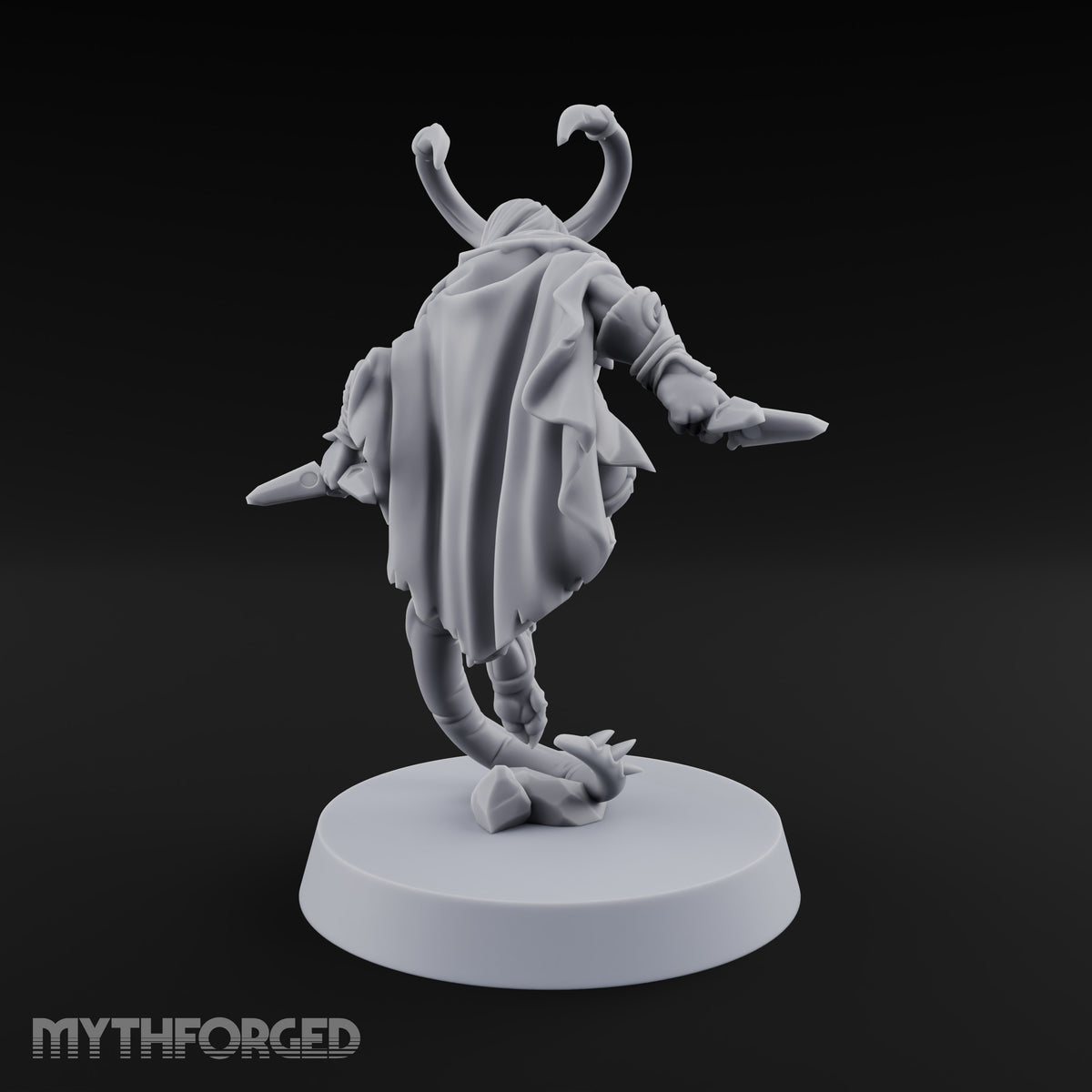 Tail Coiled, Bow Drawn Tiefling Rogue with Shortbow — Knives