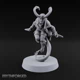 Tail Coiled, Bow Drawn Tiefling Rogue with Shortbow — Knives