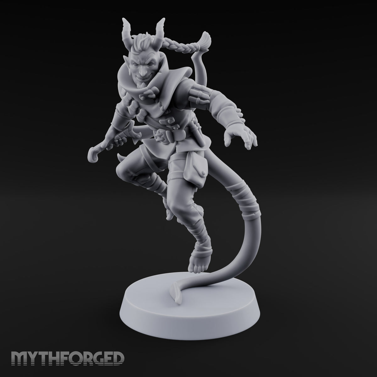 Two Tails, One Braid Tiefling Rogue