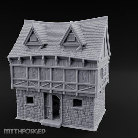 Timber-Framed Stone-Footed Hangman's Cottage Miniature for Dungeons and Dragons, Pathfinder or other TTRPGs