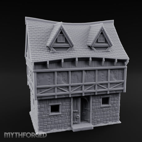 Timber-Framed Stone-Footed Hangman's Cottage Miniature for Dungeons and Dragons, Pathfinder or other TTRPGs
