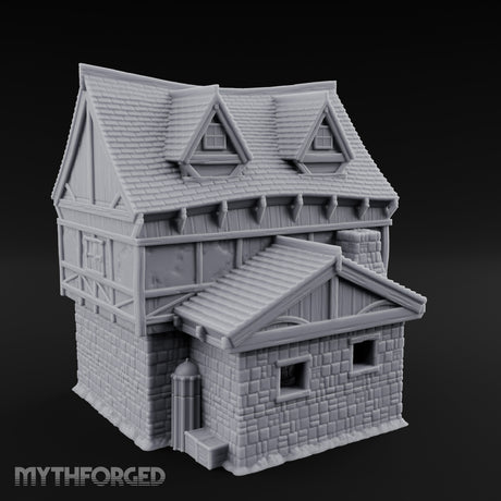 Timber-Framed Stone-Footed Hangman's Cottage Miniature for Dungeons and Dragons, Pathfinder or other TTRPGs